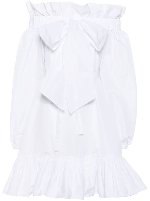 Ruffled detailing belted mini dress - White