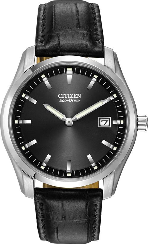 Eco-Drive Corso Black Dial & Leather Strap Watch, 40mm