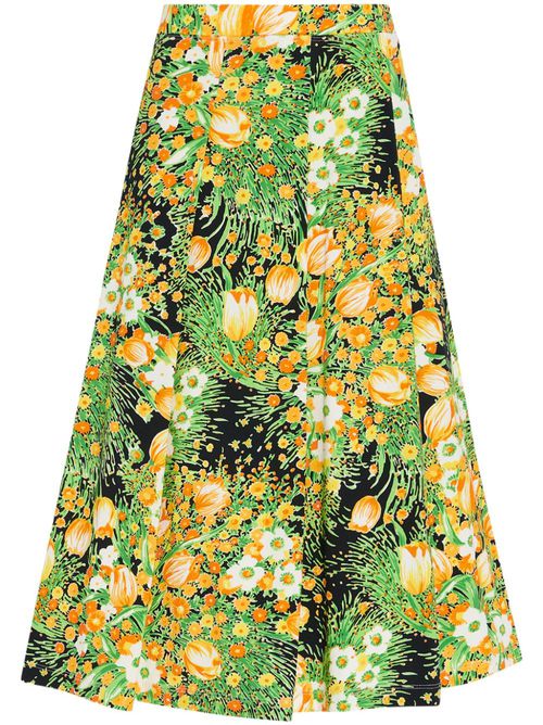Pleated midi skirt - Green