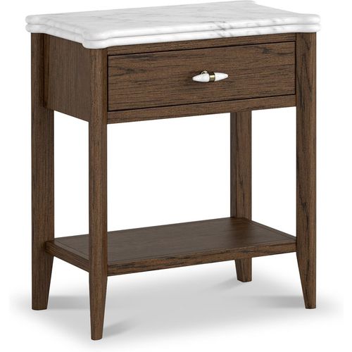 Hawthorne Dark Oak & Real Marble Side Table for Living Room | Roseland
