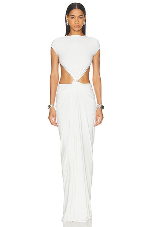 Grace Ling Relic Charms Belt Cinched Maxi Dress in White - White. L also in M