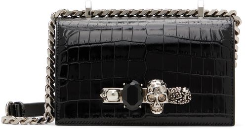McQueen Black Mini Jewelled Satchel