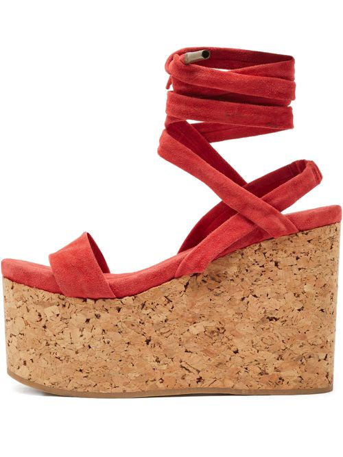Pre-owned 120mm wedge sandals - Red