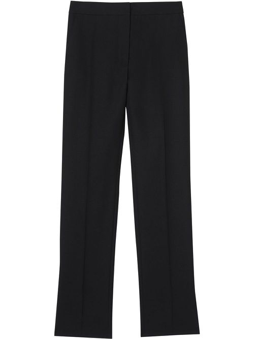 Satin Stripe Detail Wool Tailored Trousers - Black