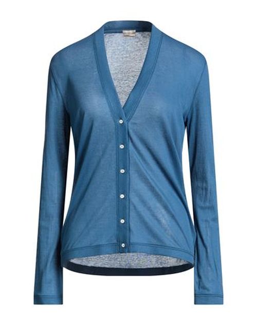 Woman Cardigan Slate blue Size M Cotton, Silk