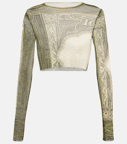 Printed mesh crop top