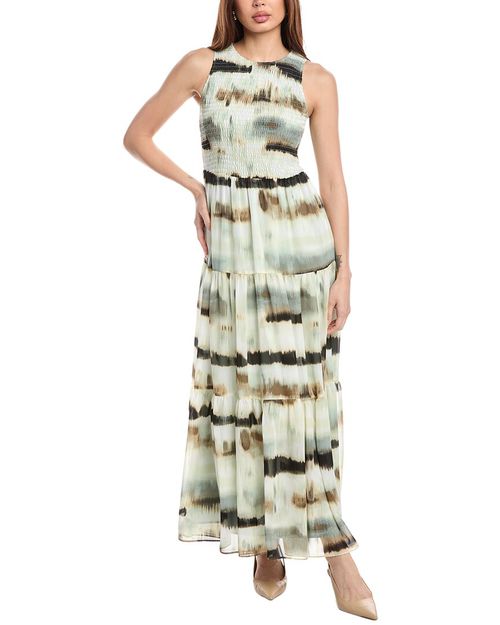 Anne Klein Smocked Bodice Maxi Dress