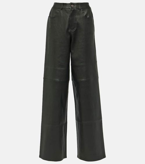 High-rise leather wide-leg pants