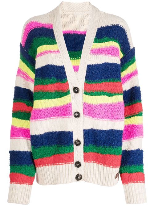 Striped brushed cardigan - Neutrals