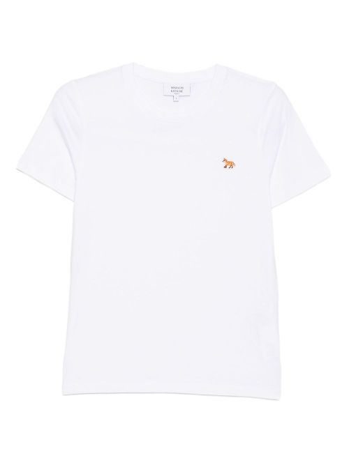 Baby Fox-Embroidered Cotton T-Shirt — White