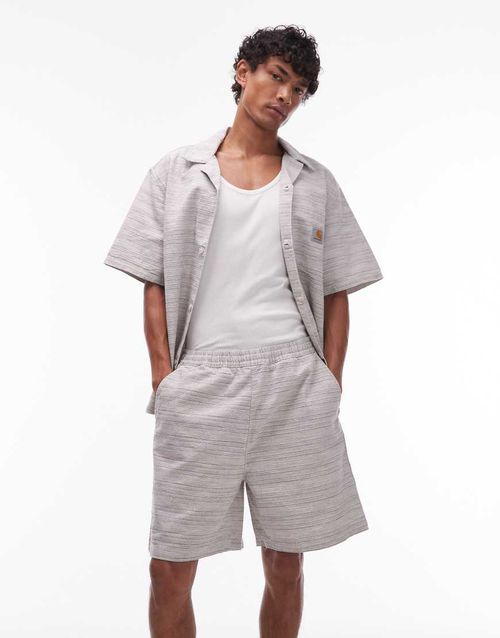 Gellar textured relaxed fit short co-ord in cream-Neutral