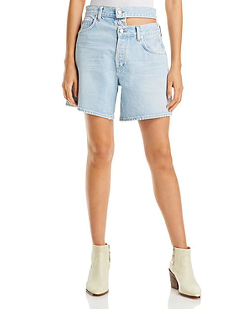 Broken Waistband High Rise Denim Shorts in Attempt