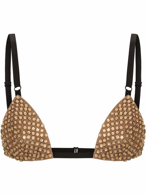 Crystal-embellished bralette - Neutrals