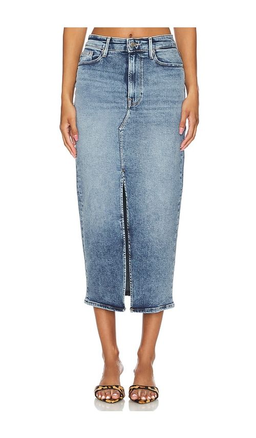 Good American MIDIROCK MIT SCHLITZ in Denim-Medium. Größe 30. Also in 14, 20, 22, 24