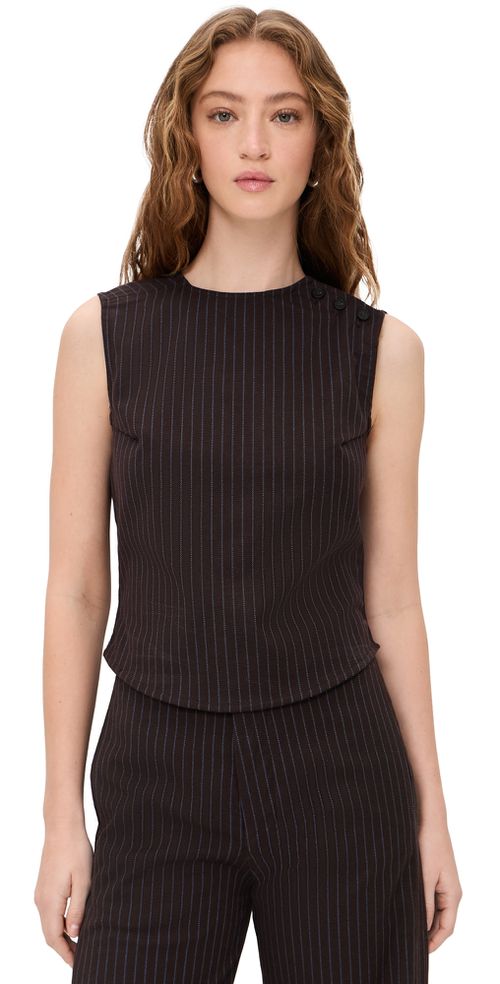 Tailored Top Brown/Blue Stripe