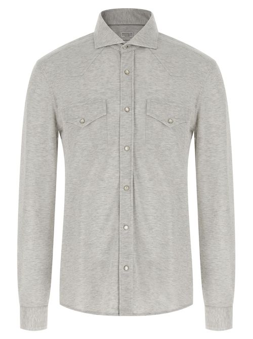Cotton Piqué Shirt — Gray