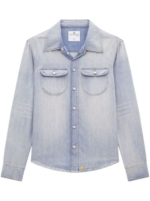 Logo-appliqué denim shirt - Blue