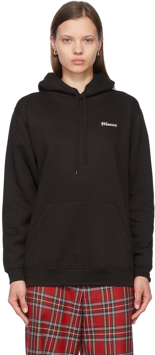 Black Cotton &amp; Polyester Hoodie