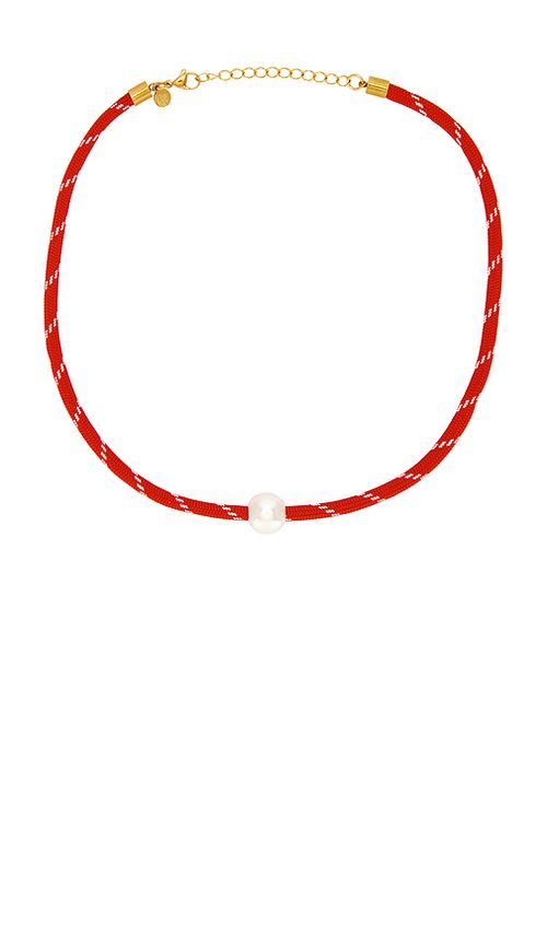 Petit moments Pearl Charm Paracord Necklace in Red