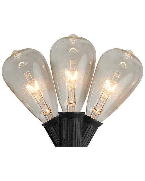 Northlight 10 Count Clear Edison Glass Patio Lights 9ft Black Wire