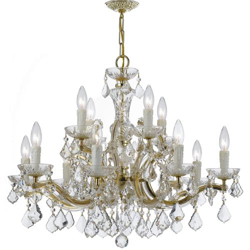 Maria Theresa 12-Light 23" Traditional Chandelier in Gold with Clear Hand Cut Crysta