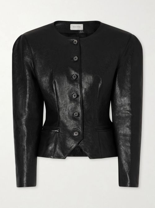 Paneled Leather Jacket - Black