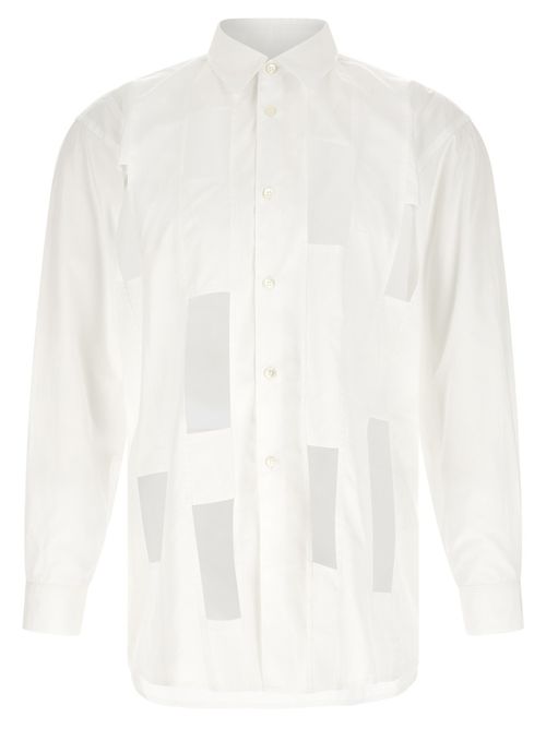 White Geometric Cut-out Shirt
