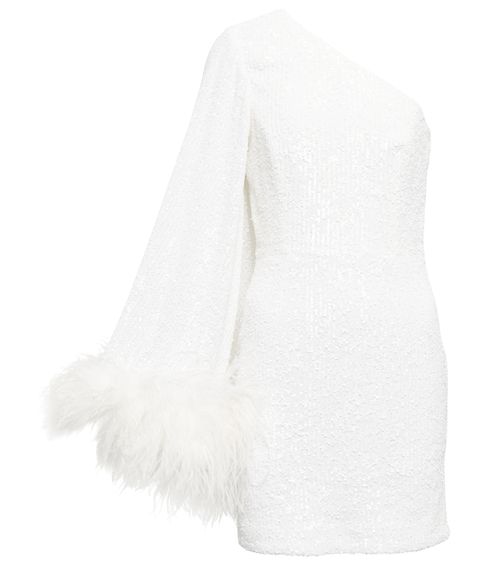 Davina feather-trimmed minidress