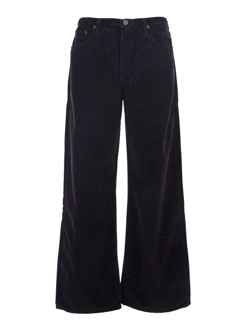 Keira Brown Pants With Belt Loops And Wide Leg In Corduroy Woman