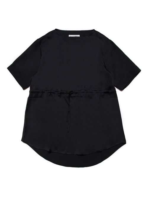 Drawstring short-sleeve dress - Black