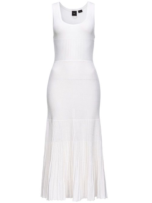 Textured-knit scoop-neck dress - White