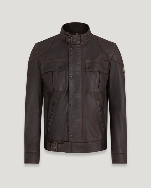 Belstaff Legacy Gangster Jacket Men's Hand Waxed Leather Antique Brown