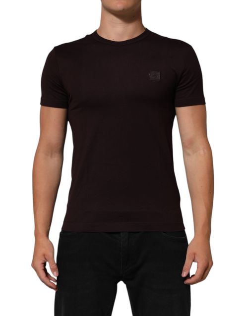 Logo-Plaque Cotton T-Shirt — Brown