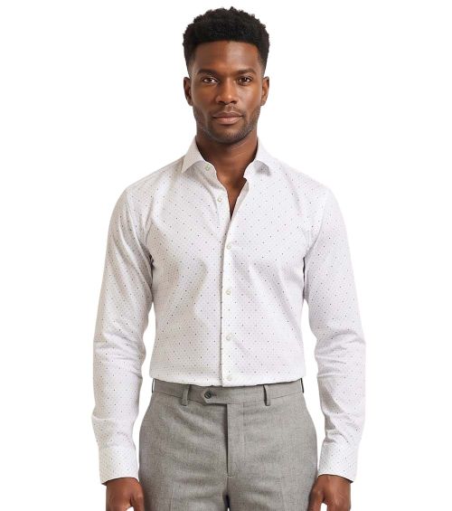 White Slim Printed Shirts
