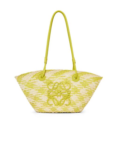 Small Anagram Basket bag in iraca palm and calfskin