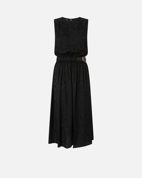Sleeveless midi dress in floral jacquard with belt - 42