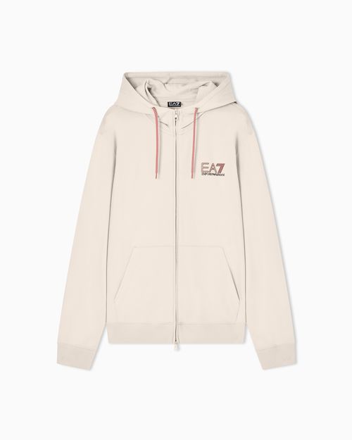 Pure cotton zip-up sweatshirt