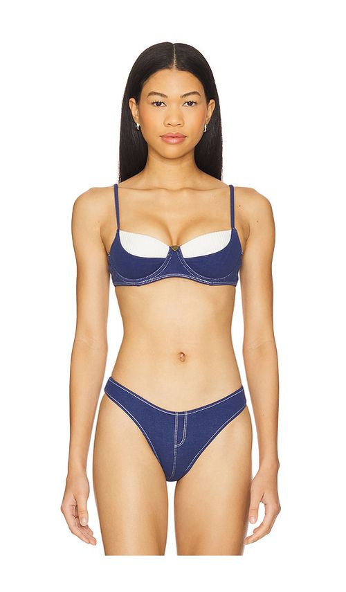Frankies Bikinis X Bella Hadid Jolene Bikini Top in Blue. -  XL also in L, M