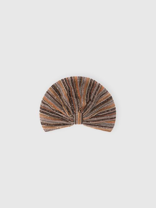Missoni - Ribbed lamé viscose turban with sequins, Women, Gold& Beige, : UNIC