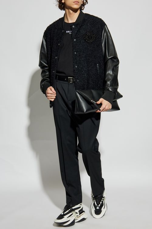 Bomber Jacket With Appliqué, Men's, Black