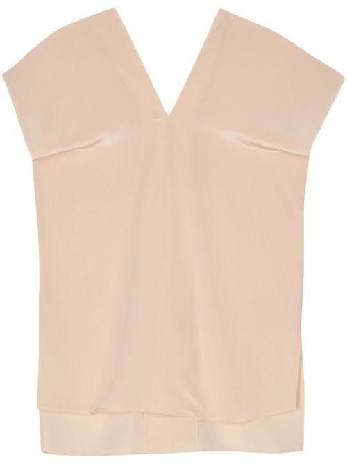 V-neck crepe silk blouse - Neutrals