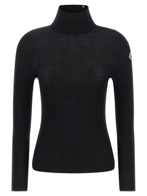 Ribbed Turtleneck Sweater — Black