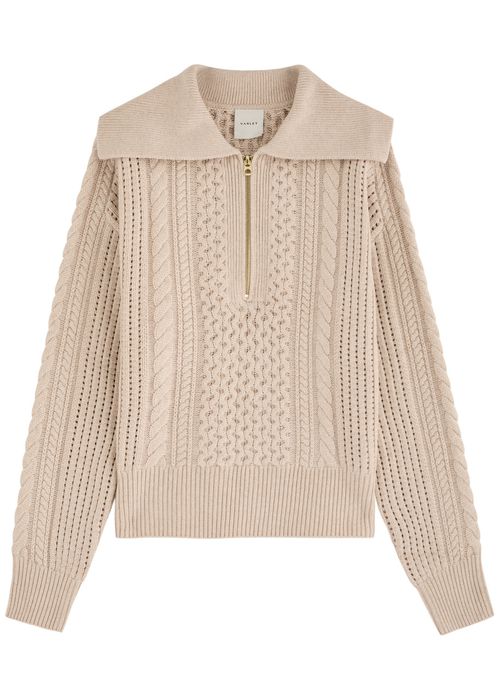 Varley Camello Half-zip Cable-knit Jumper