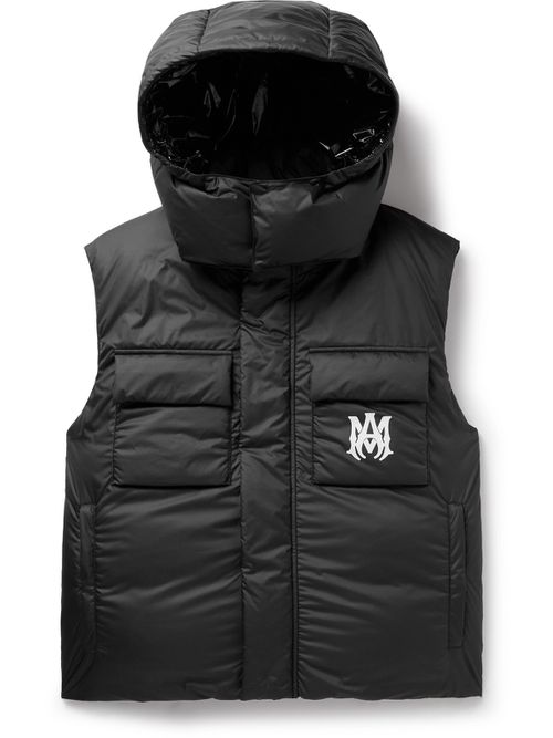 Logo-Print Shell Hooded Down Gilet