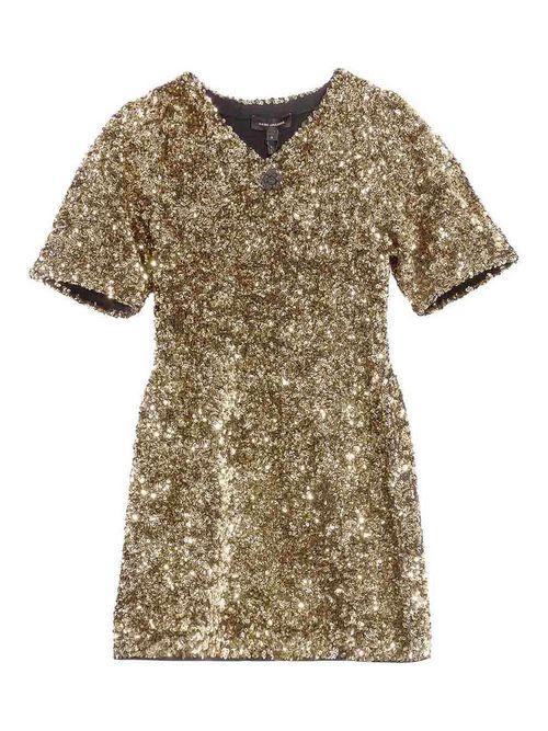 Sequin V-Neck Knit Dress
