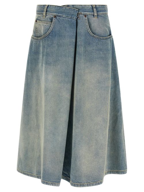 Denim Midi Skirt — Blue