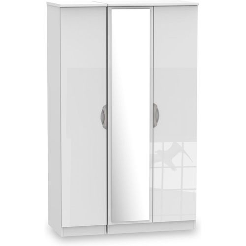 Beckett Gloss Triple Mirror Wardrobe | Cream Black White | Roseland