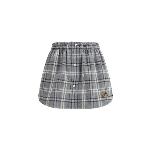 Check Flannel Skirt — Gray
