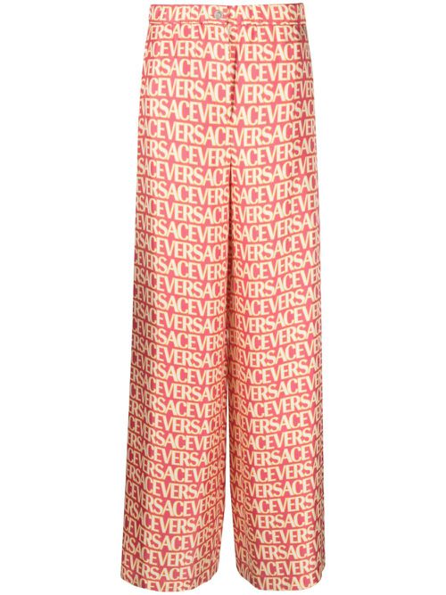Logo-print silk palazzo pants - Pink
