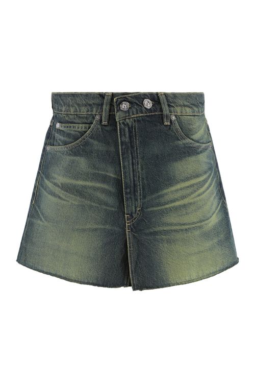 Button & Rivet Cover Mini Denim Skirt